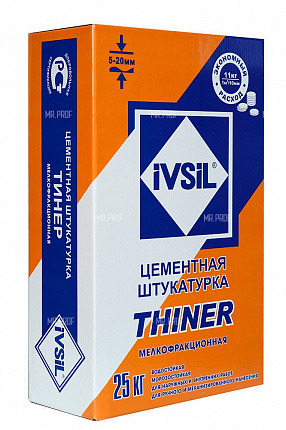 Цементная штукатурка IVSIL THINER универсальная 25кг