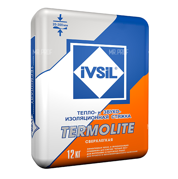 Теплоизоляционная стяжка IVSIL TERMOLITE (цементная) 12 кг