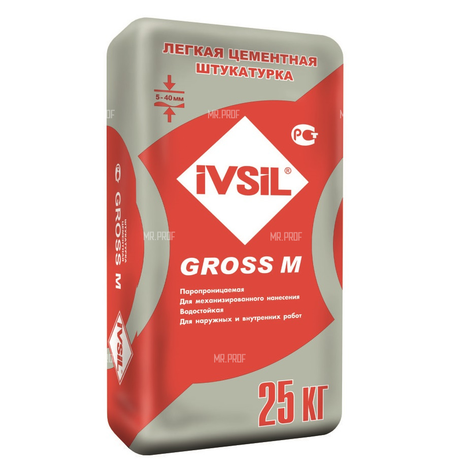 Цементная фасадная штукатурка IVSIL GROSS МН 25 кг