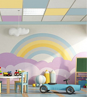 Цветной медицинский потолок из твердого минерального волокна Gipscolor Medical 600x600x8 на каркасе Албес "Норма"