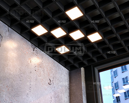Светодиодный светильник ДИОЛУМ Грильято Домино черный (6х75х75 мм) 33 Вт, 4000К, IP20