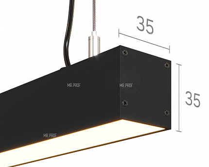 Линейный светодиодный светильник LP33-1200 для кубообразных потолков, черный, 33Вт, 4000К