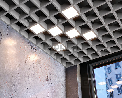 Светодиодный светильник ДИОЛУМ Грильято Домино серый (6х75х75 мм) 33 Вт, 5000К, IP20